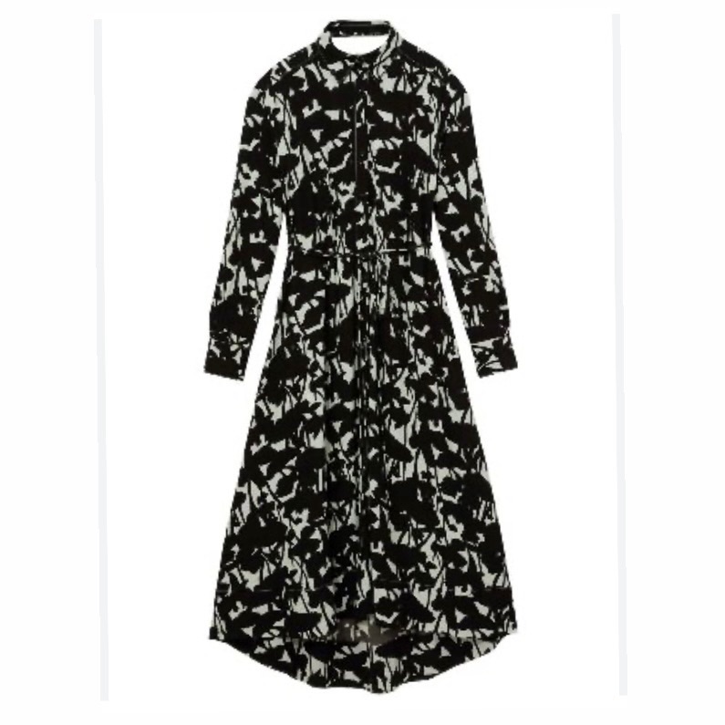 Proenza Schouler- White Label Mint And Black Floral Midi Dress- Size 4